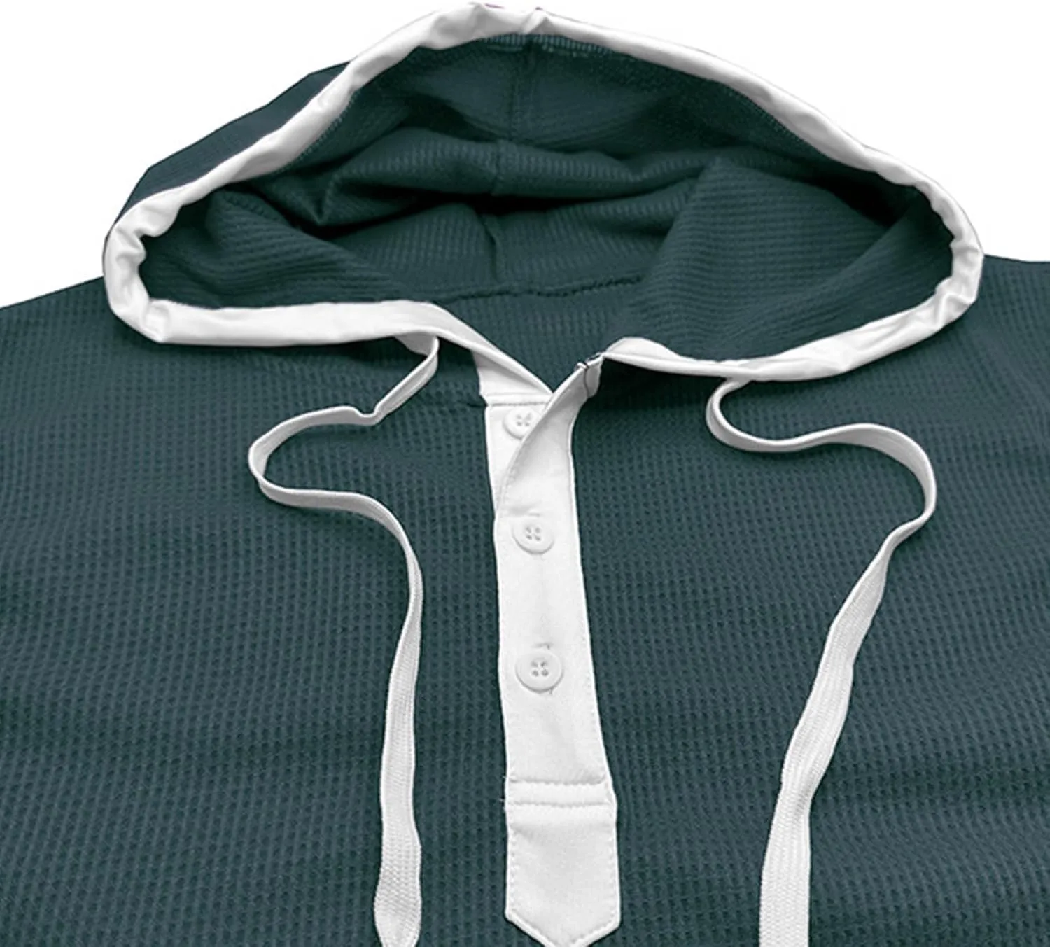 Sleeveless Waffle Knit T-Shirt for Men Trendy Workout Hooded Tank Tops Summer Fitness Button Hoodie Active Basic Tees