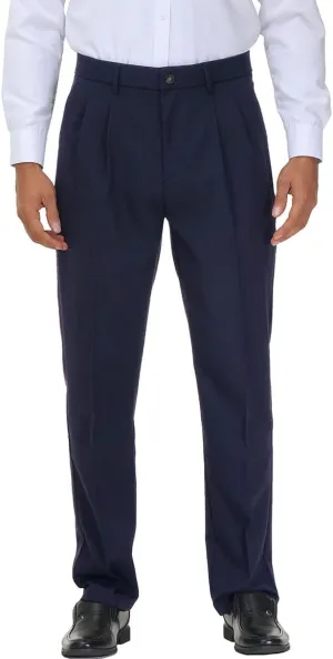 Soojun Men's Flex Pleated Front Classic Fit Dress Pants
