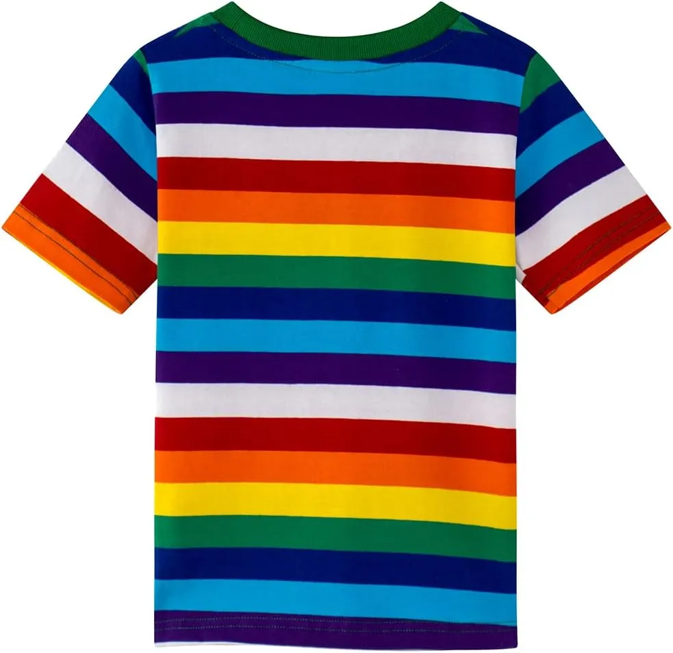 Spring&Gege Boys Short Sleeve Striped Cotton Crew Neck T-Shirt