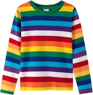 Spring&Gege Boys' Short Sleeve Striped Crew Neck T-Shirt