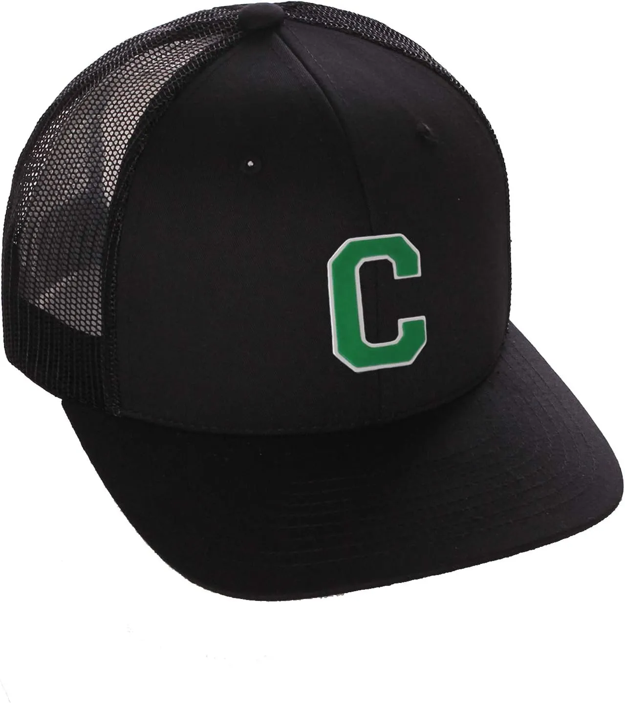Structured Trucker Mesh Hat Custom Colors Letter C Initial Baseball Mid Profile