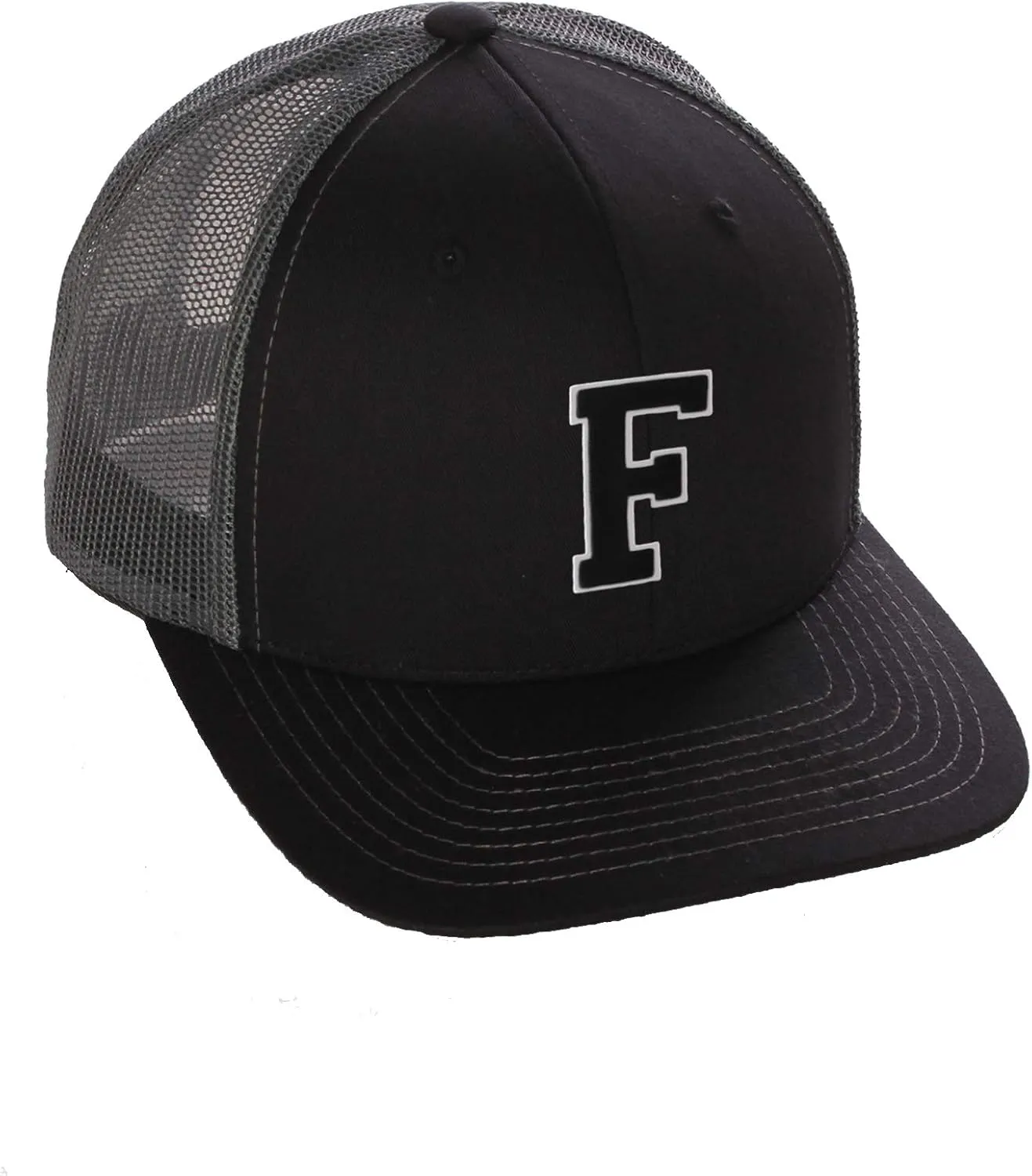 Structured Trucker Mesh Hat Custom Colors Letter F Initial Baseball Mid Profile