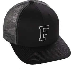 Structured Trucker Mesh Hat Custom Colors Letter F Initial Baseball Mid Profile