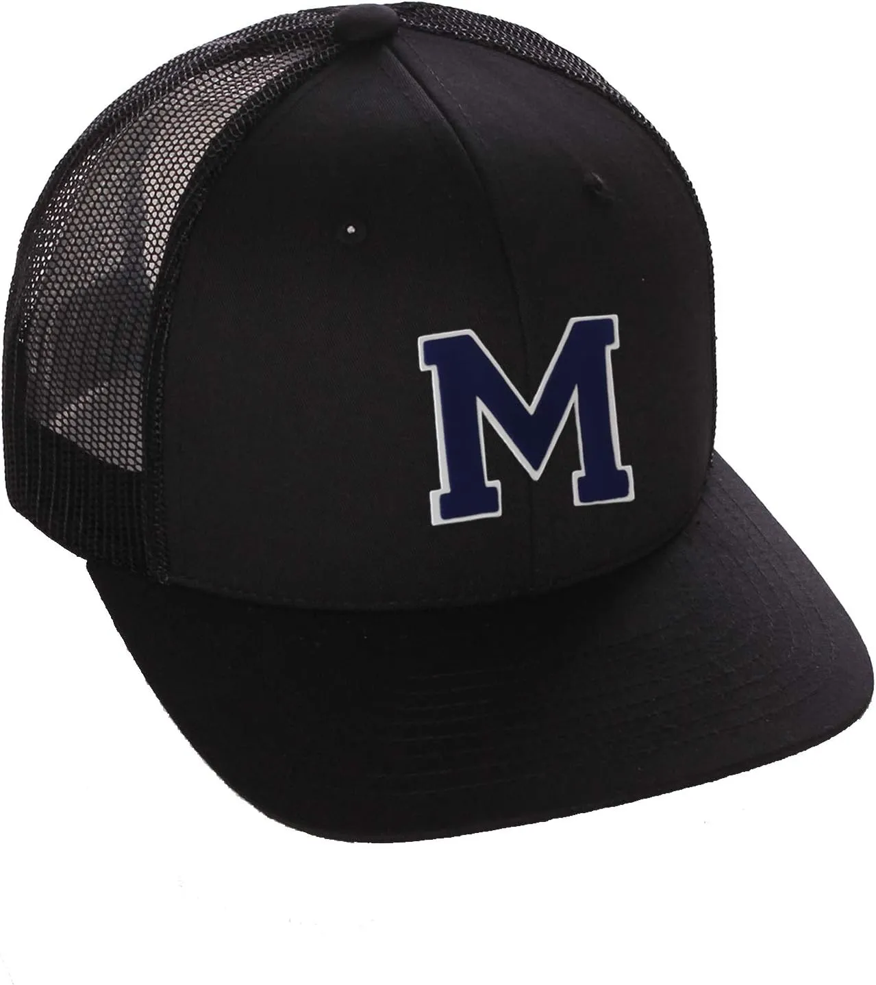 Structured Trucker Mesh Hat Custom Colors Letter M Initial Baseball Mid Profile
