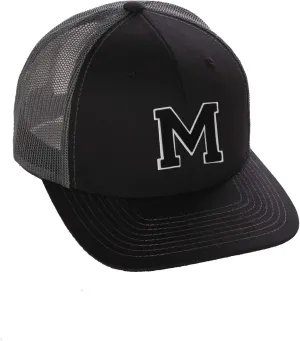 Structured Trucker Mesh Hat Custom Colors Letter M Initial Baseball Mid Profile