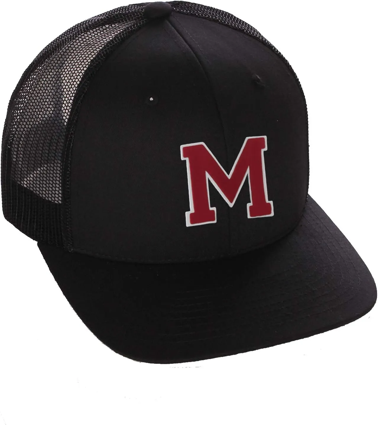Structured Trucker Mesh Hat Custom Colors Letter M Initial Baseball Mid Profile