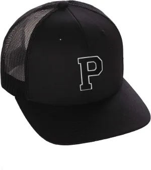 Structured Trucker Mesh Hat Custom Colors Letter P Initial Baseball Mid Profile