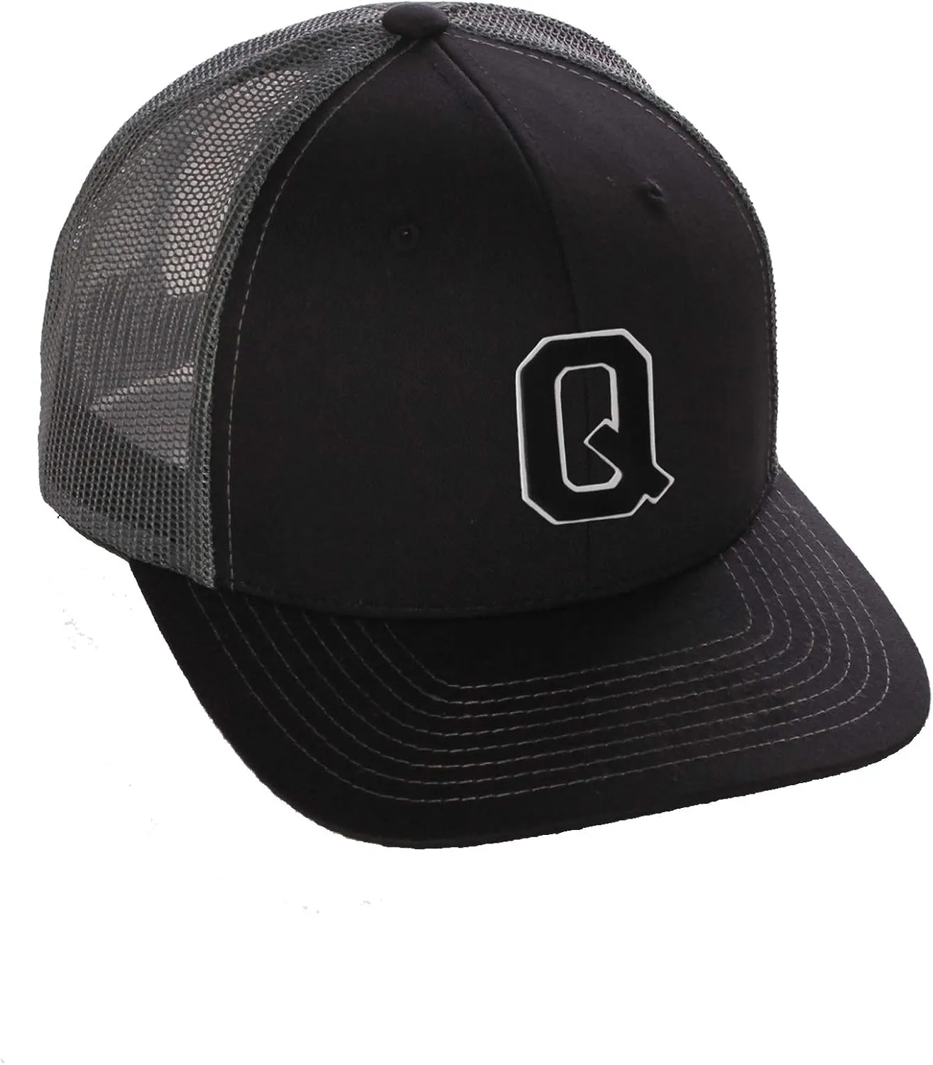 Structured Trucker Mesh Hat Custom Colors Letter Q Initial Baseball Mid Profile