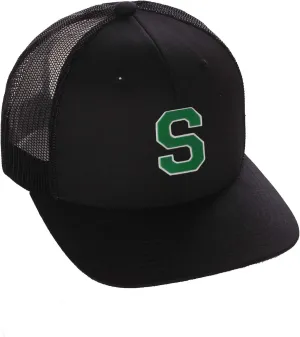 Structured Trucker Mesh Hat Custom Colors Letter S Initial Baseball Mid Profile
