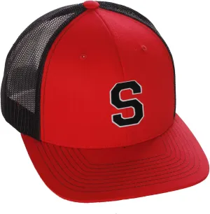 Structured Trucker Mesh Hat Custom Colors Letter S Initial Baseball Mid Profile