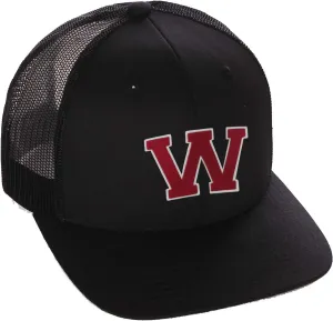 Structured Trucker Mesh Hat Custom Colors Letter W Initial Baseball Mid Profile