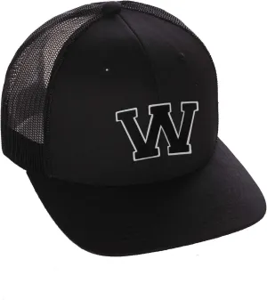 Structured Trucker Mesh Hat Custom Colors Letter W Initial Baseball Mid Profile