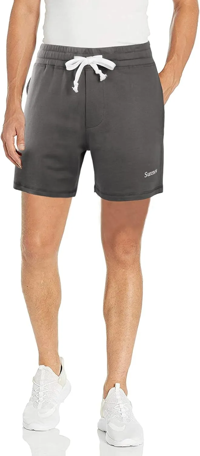 Surenow Men's Running Shorts Athletic Workout Gym Shorts Cotton Casual Shorts