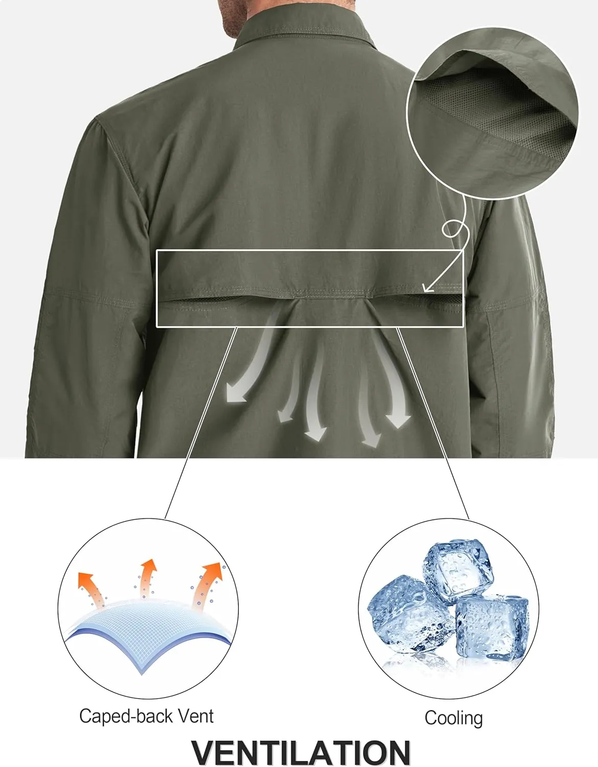 TACVASEN Men's Tactical Shirts Long Sleeve Quick Dry Breathable Button Down Fishing Work Safari Hiking Camping Hunting