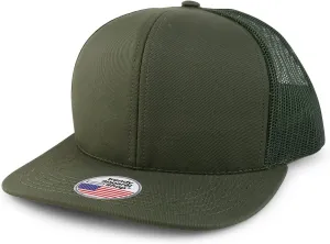 Trendy Apparel Shop Made in USA Structured 6 Panel Flatbill Snapback Mesh Back Cap