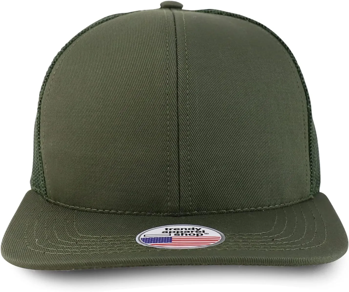 Trendy Apparel Shop Made in USA Structured 6 Panel Flatbill Snapback Mesh Back Cap