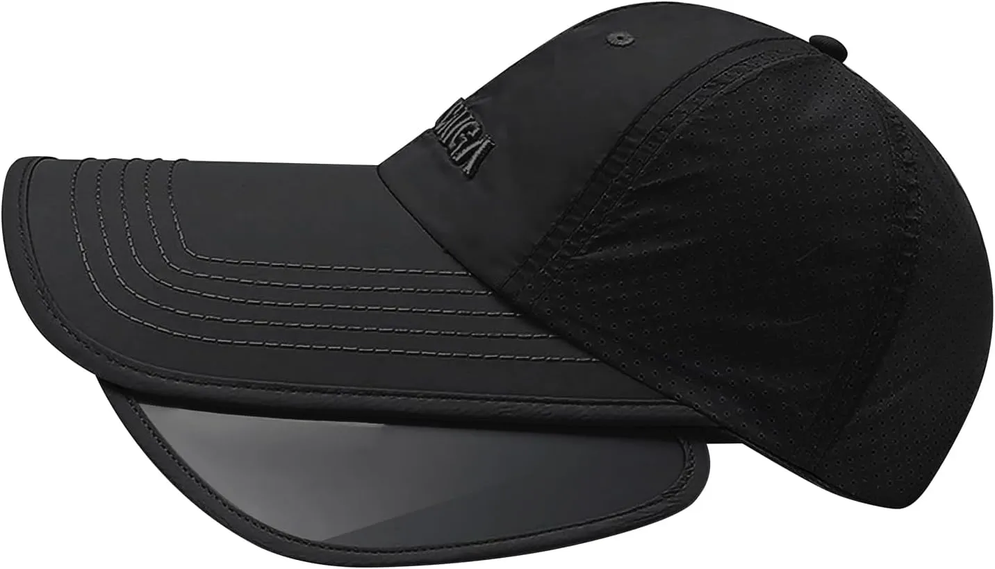 Unisex Thin Baseball Cap Sun Hat Golf Sun Visor Cap Retractable Wide Brim UV Protection Hats for Women Men