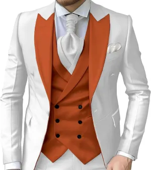 Wangyue Mens 3 Piece Slim Fit Suit Wedding Prom Tuxedo Suit for Men Formal Business Elegant Suits