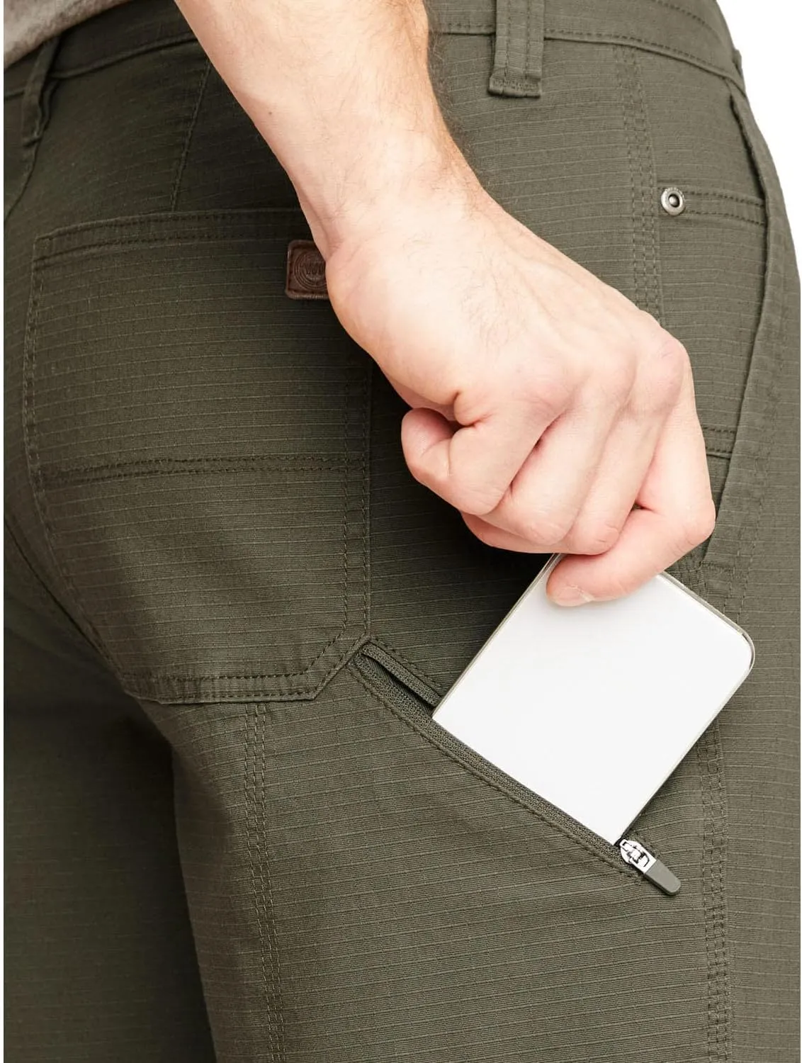 Weatherproof Men's Stretch Ripstop Fabric Trail Utility Shorts with Secure Zip Utility Pocket
