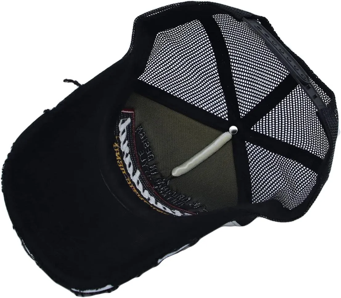 WITHMOONS Standard Embroidery Vintage Mesh Trucker Baseball Cap KR11346