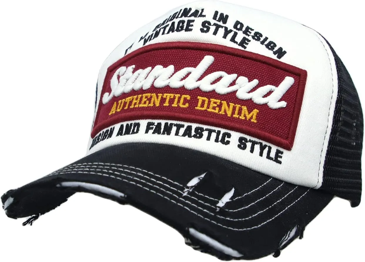 WITHMOONS Standard Embroidery Vintage Mesh Trucker Baseball Cap KR11346