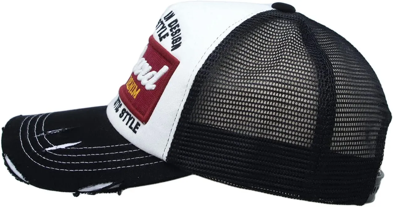 WITHMOONS Standard Embroidery Vintage Mesh Trucker Baseball Cap KR11346