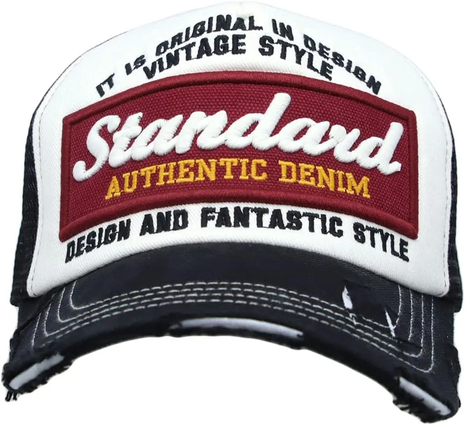 WITHMOONS Standard Embroidery Vintage Mesh Trucker Baseball Cap KR11346
