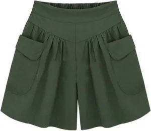Women Beach Casual Hot Shorts with Elastic Waistband, Womens Shorts Comfy Summer Loose Casual Shorts with Pockets