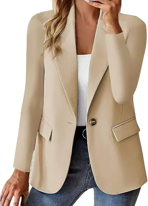 Women Business Blazer Loose Lightweigth Open Front Summer Jackets Long Sleeve Workfice Jacket Blazer Outfits