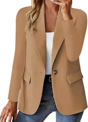 Women Business Blazer Loose Lightweigth Open Front Summer Jackets Long Sleeve Workfice Jacket Blazer Outfits