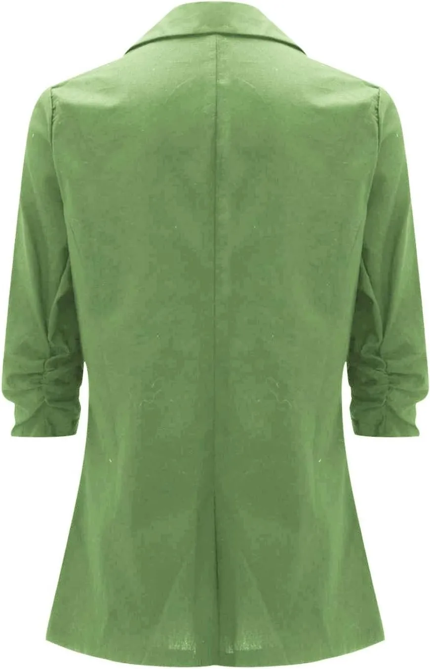 Women Cotton Linen Blazer Business Casual Lightweight One Button Work Suit Jacket Summer Trendy 2025