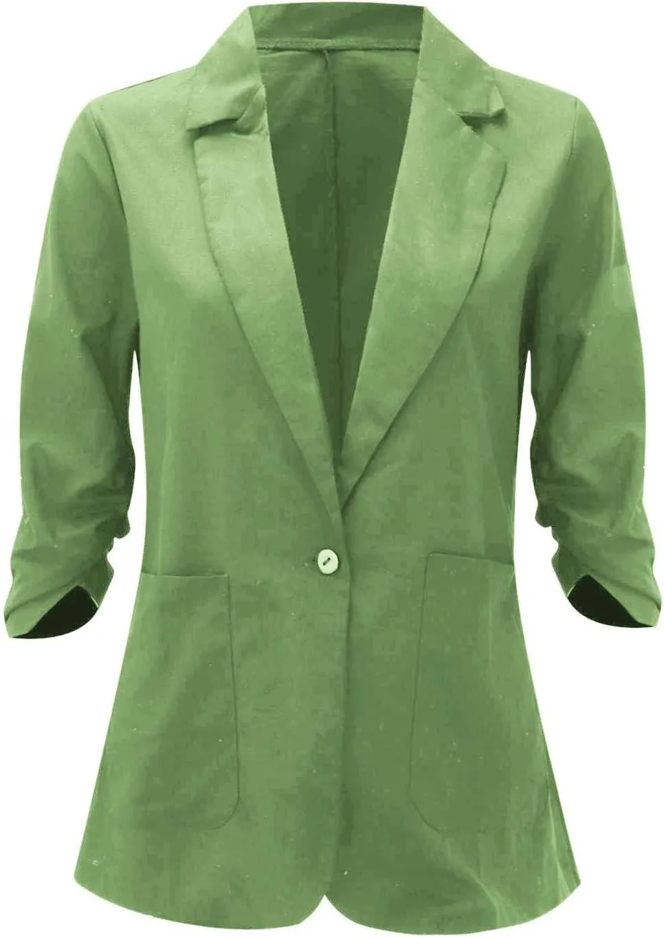 Women Cotton Linen Blazer Business Casual Lightweight One Button Work Suit Jacket Summer Trendy 2025