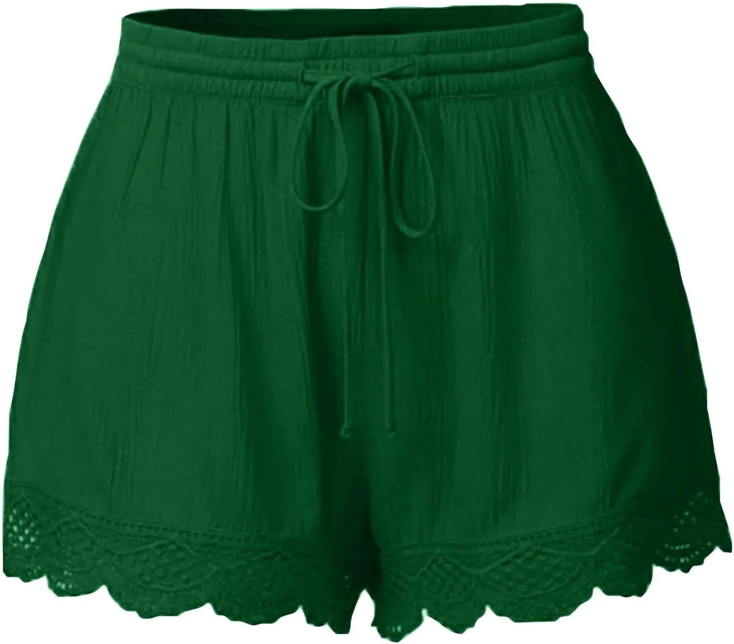 Women Shorts Summer High Waisted Casual Wide Leg Ruffle Shorts Casual Elastic Drawstring Comfy Stretchy Beach Skorts Shorts