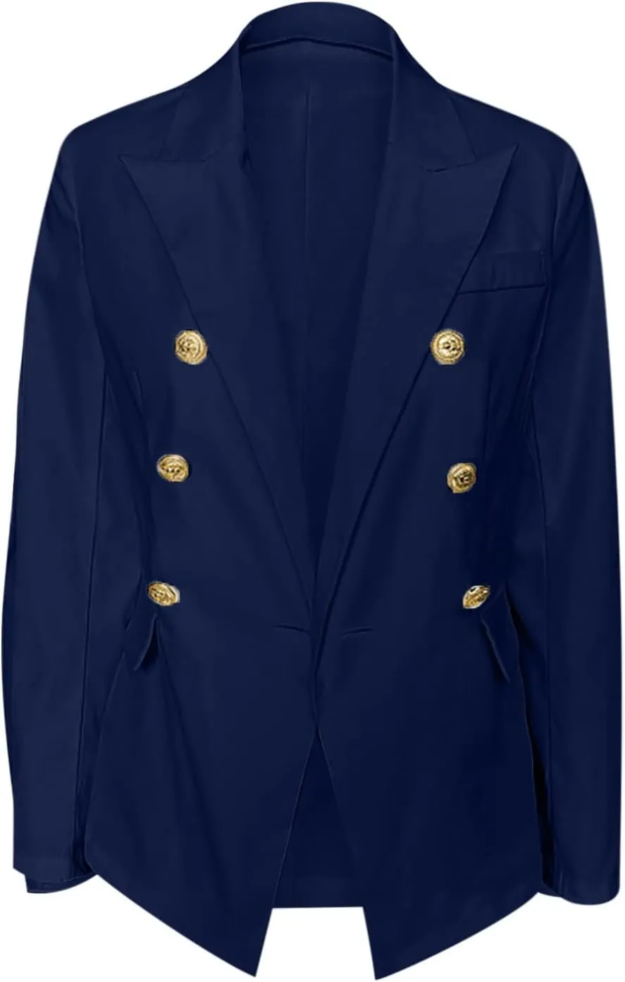 Womens Blazer Fashion Casual 2024 Office Work Button Jackets Long Sleeve Open Front Loose Lightweight Blazers