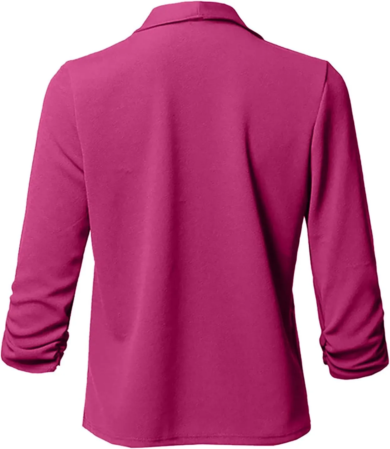 Womens Blazer Stretch 3/4 Gathered Sleeve Open Front Blazer Jackets Casual Lightweight Thin Work Office Blazers