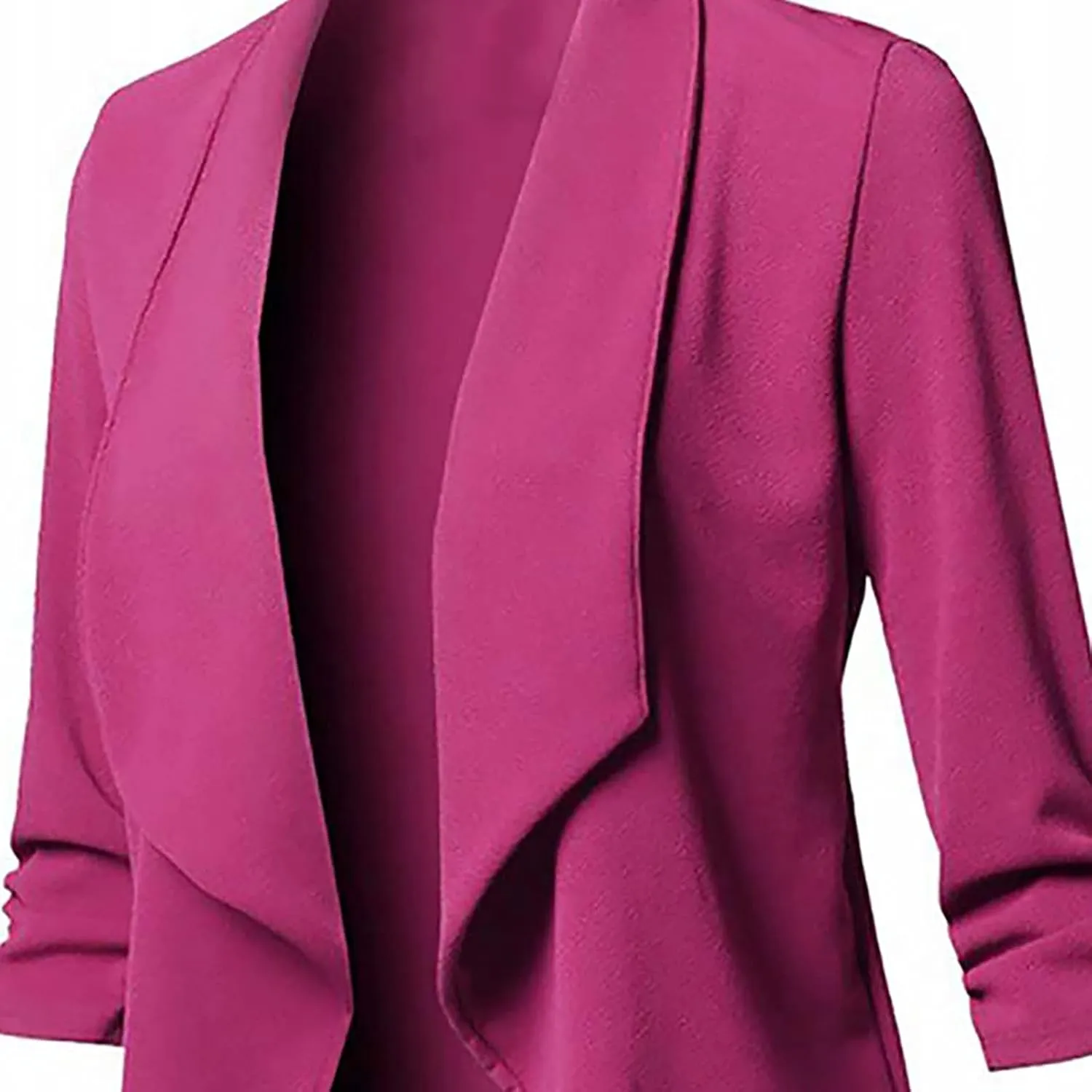 Womens Blazer Stretch 3/4 Gathered Sleeve Open Front Blazer Jackets Casual Lightweight Thin Work Office Blazers