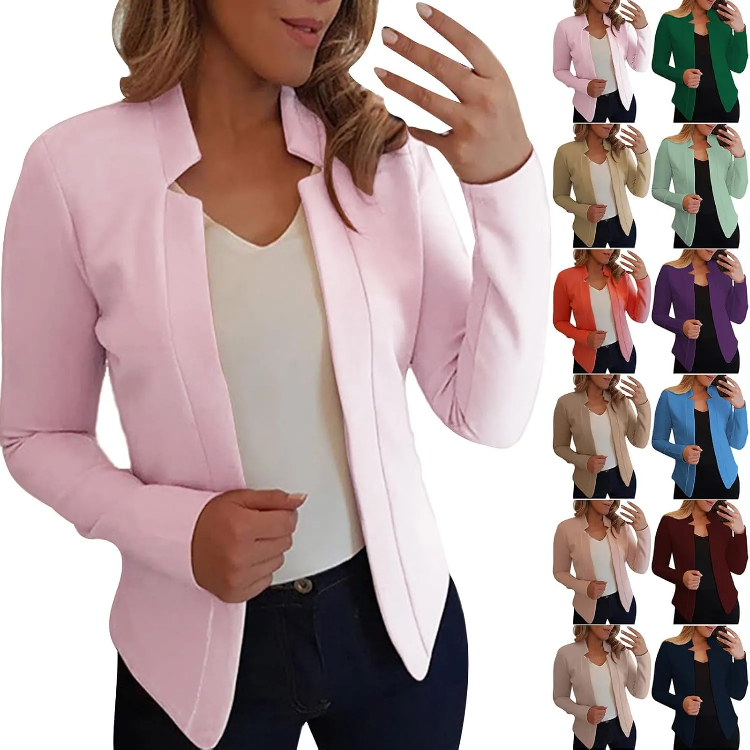 Womens Blazers Casual Fall Open Front Long Sleeve Work Office Outfit 2023 Office Bussiness Jacket Cardigans