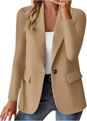 Womens Business Casual Blazer Spring Cardigan Lapel Button Down Solid Suit Jacket with Lined Office Work Clothes 2025