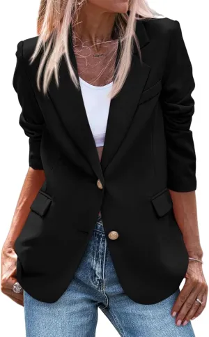 Womens Business Casual Blazers Long Sleeve Jackets Notch Lapel Coat Work Office Blazer Open Front Cardigan Suit Jacket