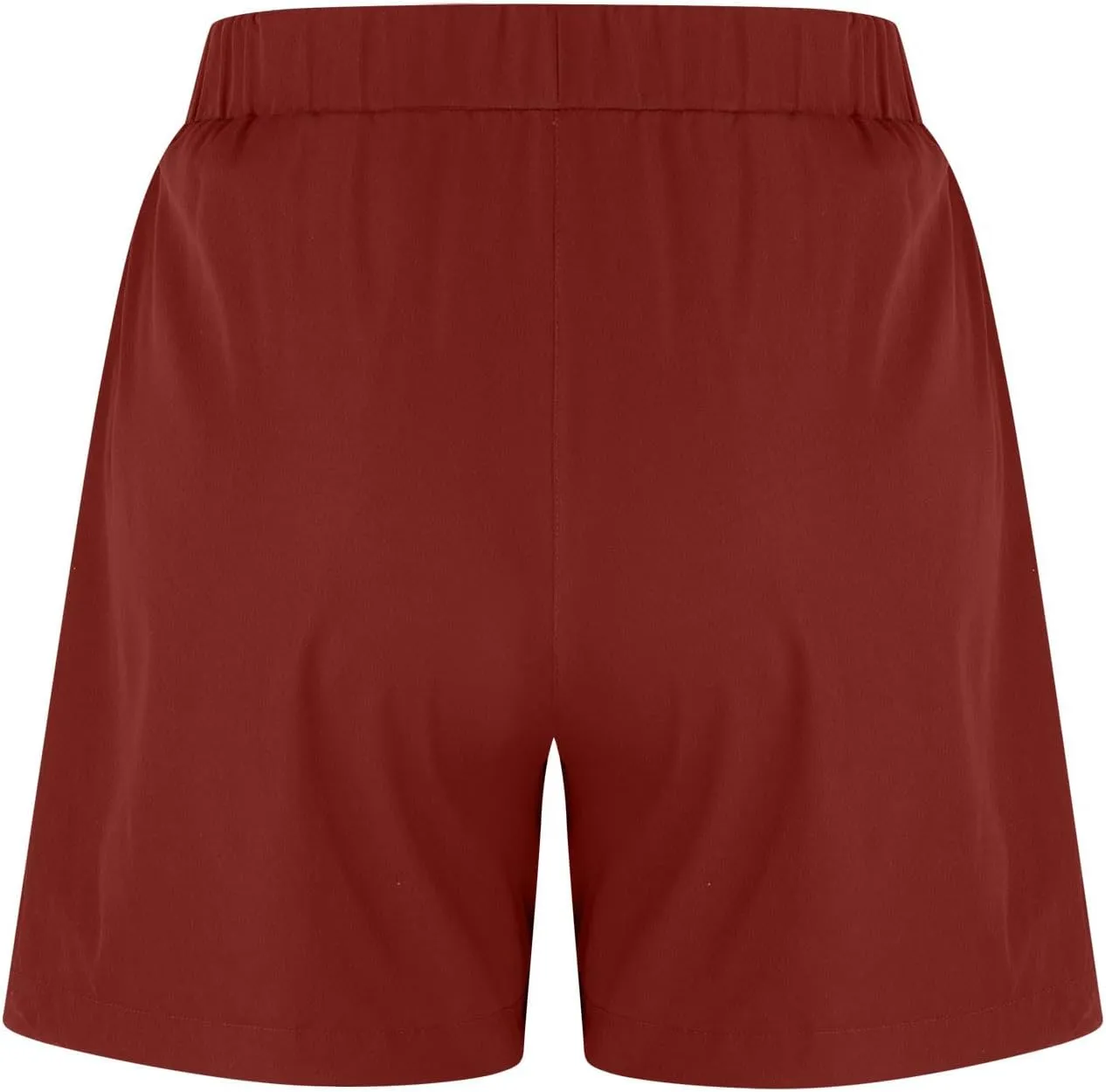 Womens Button Deco Casual Shorts Summer Casual Elastic High Waist Beach Shorts Comfy Solid Color Shorts with Pockets