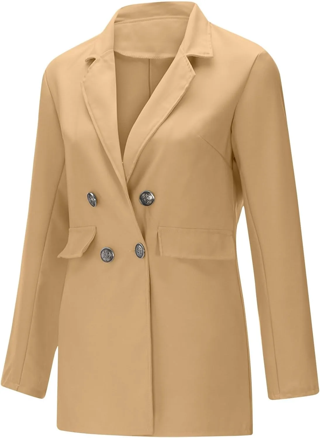 Womens Casual Blazer 2025 Long Sleeve Open Front Work Office Suit Jackets Lapel Button Blazer Jackets with Pockets