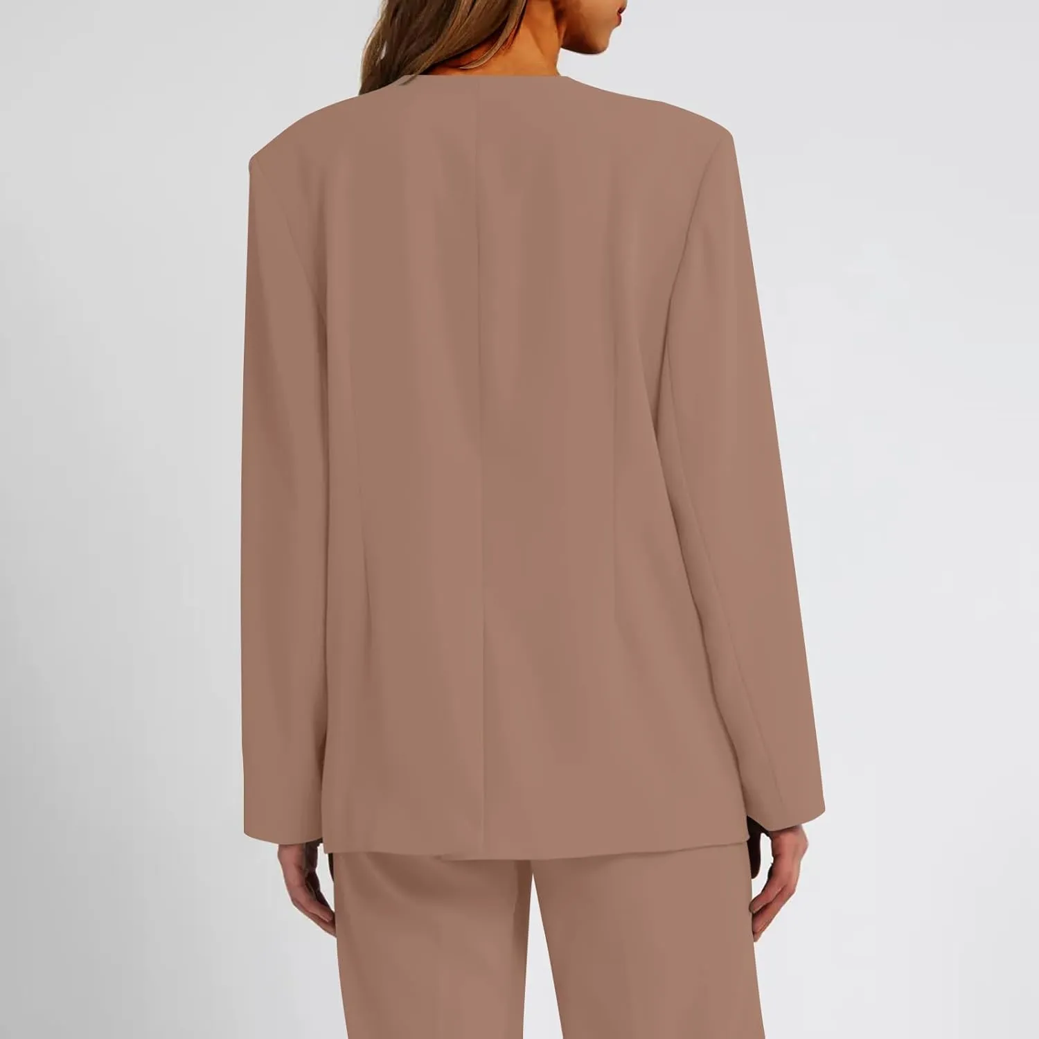 Womens Casual Blazers Dressy Button Lapel Long Sleeve Work Business Jackets Lightweight Collarless Open Front Blazer