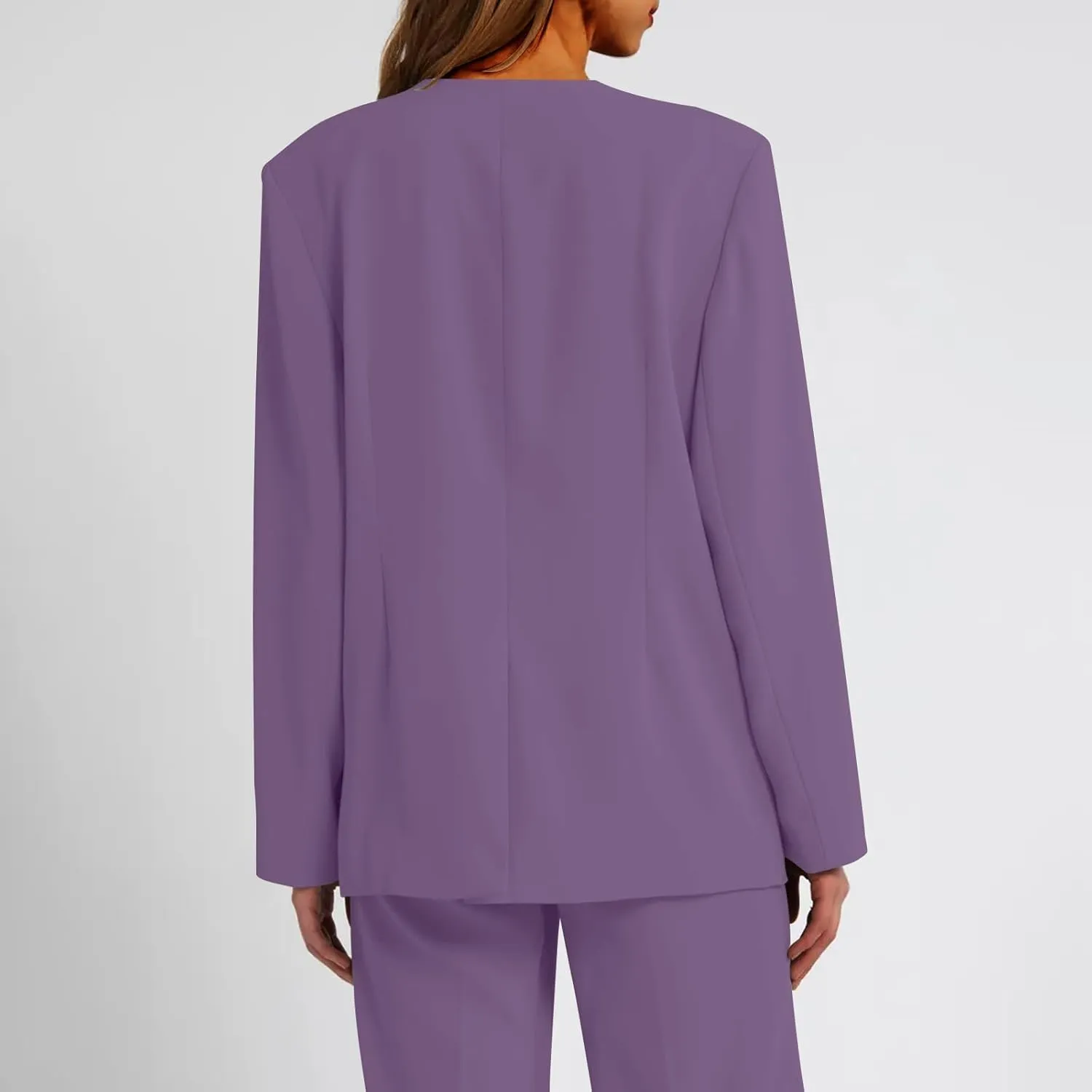 Womens Casual Blazers Dressy Button Lapel Long Sleeve Work Business Jackets Lightweight Collarless Open Front Blazer