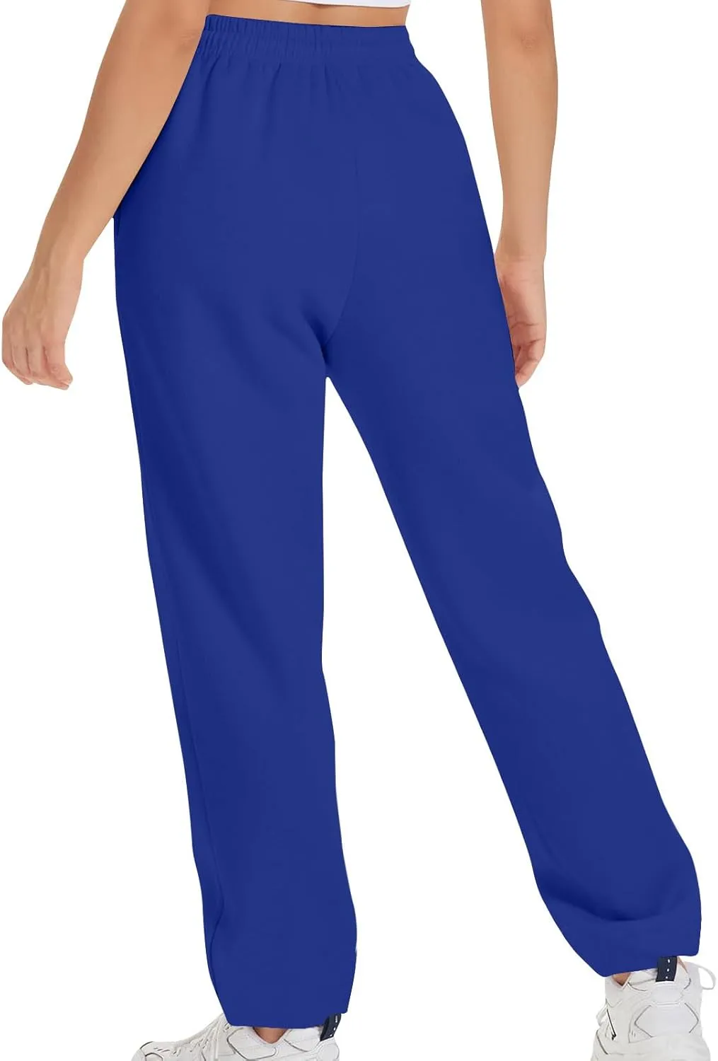 Women's High Waisted Sweatpants Casual Sport Training Wide Leg Pants Solid Baggy Drawstring Slacks with Pockets