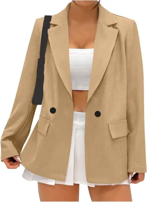 Womens Jackets Dressy Casual Business Blazers Long Sleeve Lapel Open Front Button Work Blazer Work Office Suit Jackets