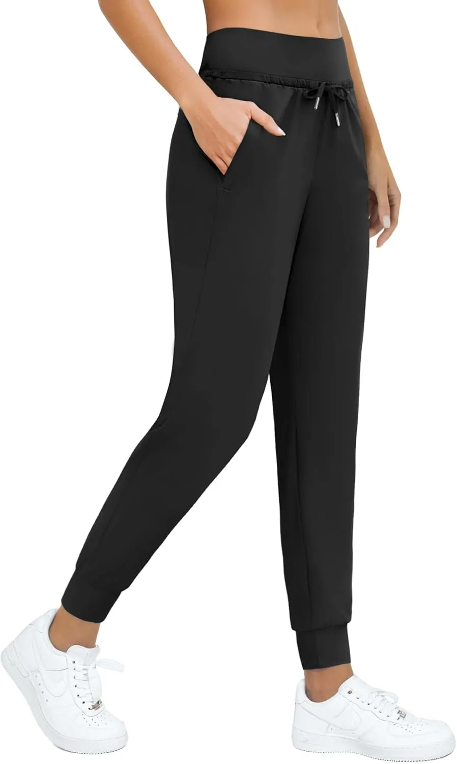 Womens Lightweight Hiking Pants with Zipper Pockets High Waisted Joggers Tapered Sweatpants for Running Workout Lounge