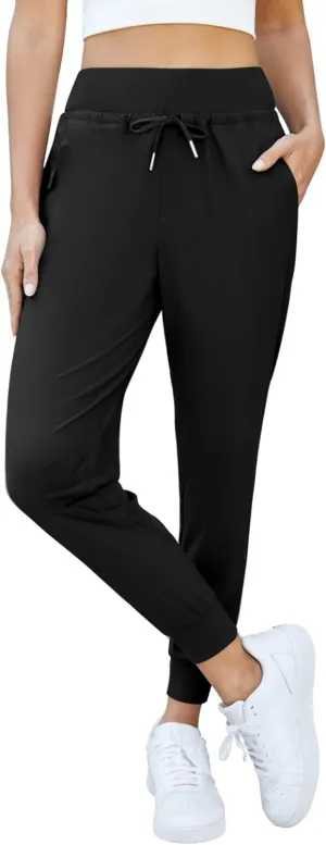 Womens Lightweight Hiking Pants with Zipper Pockets High Waisted Joggers Tapered Sweatpants for Running Workout Lounge