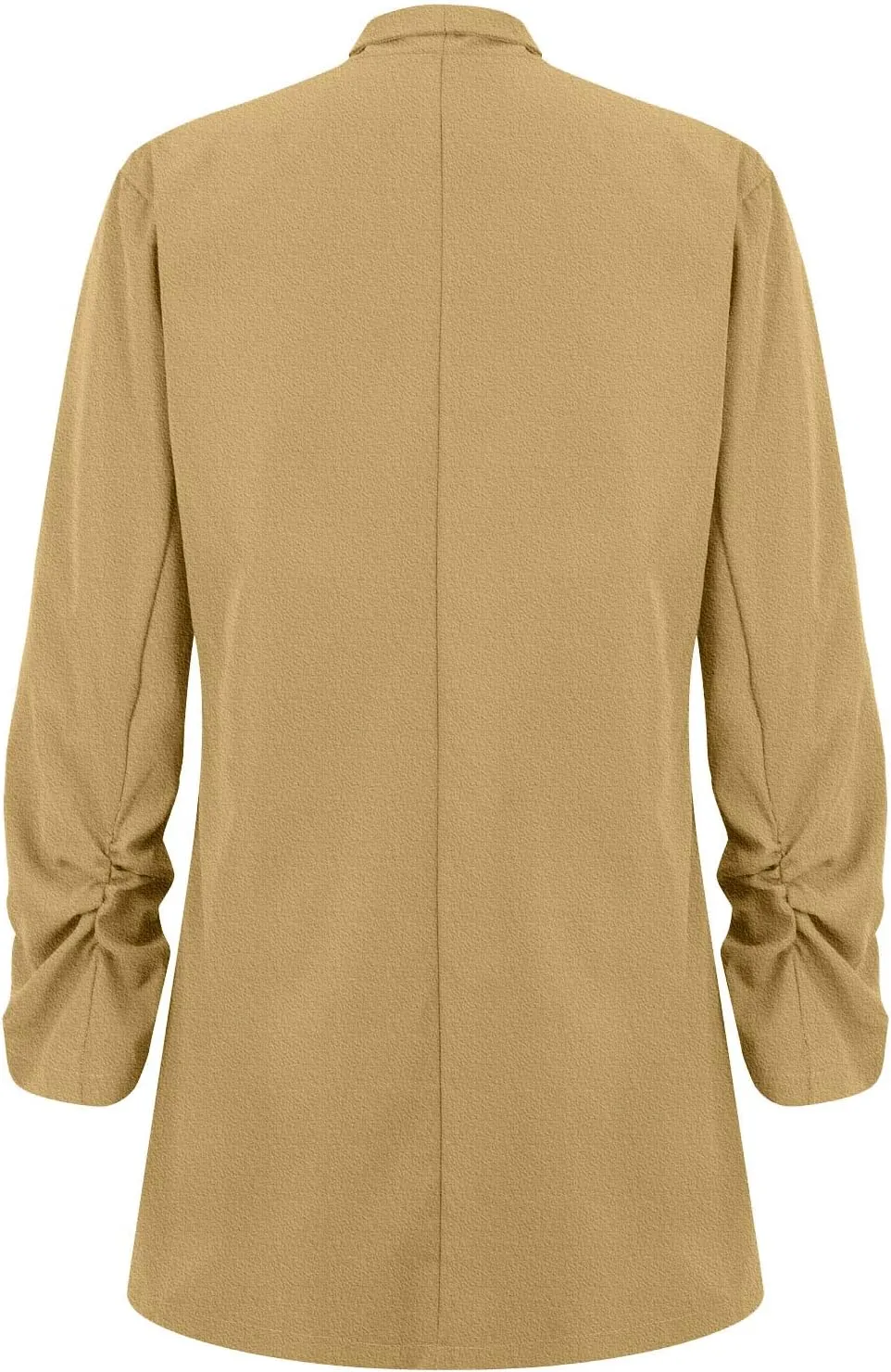 Womens Linen Blazer Casual Ruched 3/4 Sleeve Open Front Notched Lapel Jackets Lightweight Work Office Blazer Jackets