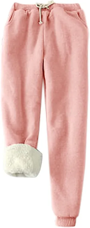 Womens Sherpa Lined Sweatpants Baggy Plus Size Pants Athletic Jogger Fleece Pants Winter Warm Casual Active Yoga Pants