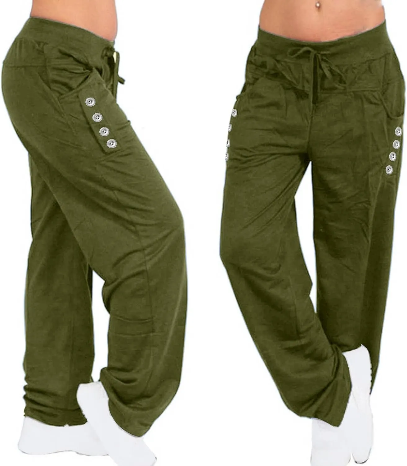 Womens Straight Leg Pants with Pockets High Waist Baggy Trousers Casual Athletic Yoga Thin Gym Sweatpant Plus Size